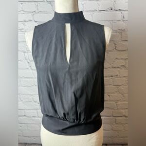 Frame silk mock neck key hole Black Sleeveless Top small